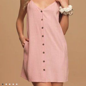 Light Pink Button-Up Shift Dress